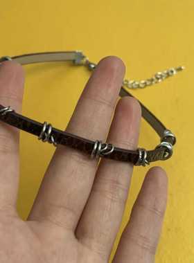 楼哈哈朋克千禧辣妹锁骨链皮质