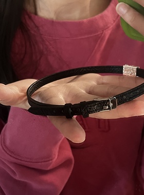 黑色皮带扣choker项圈颈链皮质