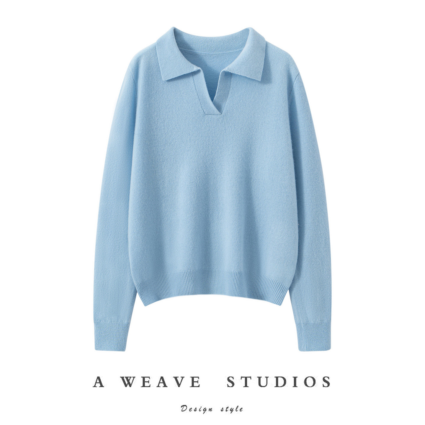 极简风100%纯山羊绒衫女士翻领轻奢毛衣polo领针织衫慵懒风打底衫,淘宝优惠券,粉丝福利购,淘宝优惠卷