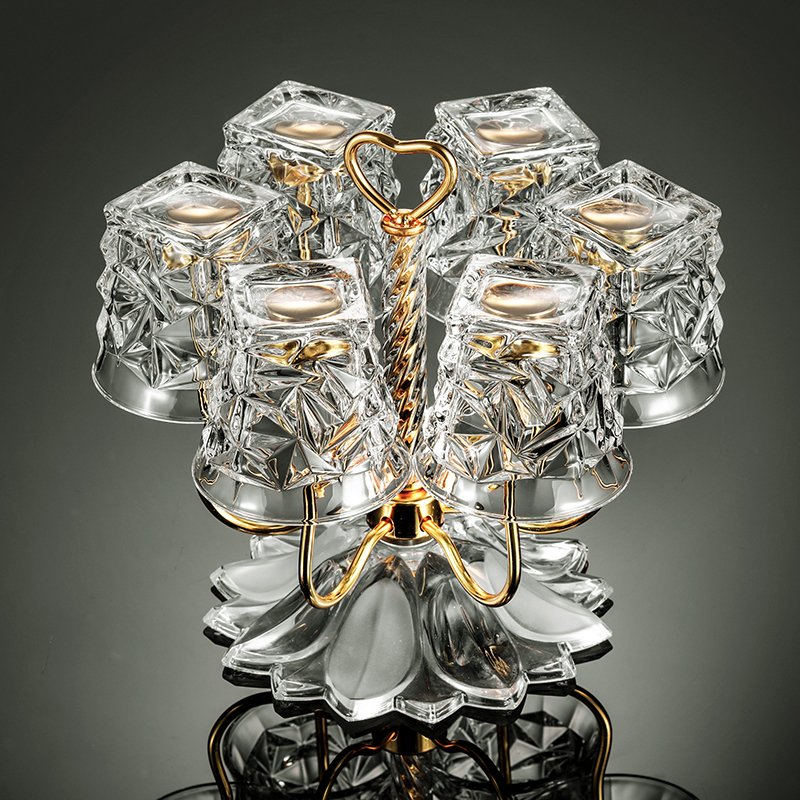 不锈钢旋转水杯杯子架子轻奢杯架倒挂茶杯酒杯收纳架欧式带托盘6 - 图2