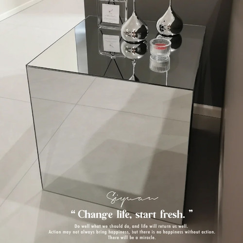 镜面方形展示盒子镜子装饰托台拍照道具展示底座亚克力床头柜边几 - 图0