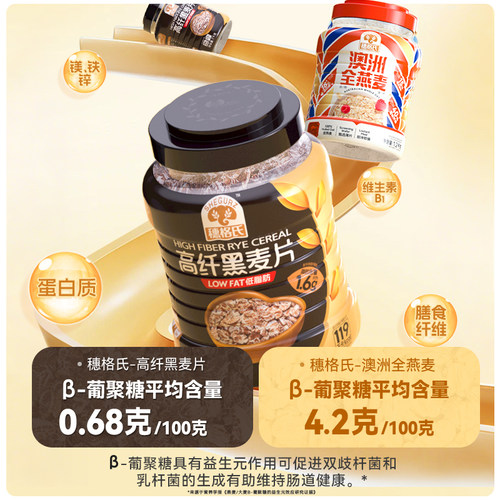 穗格氏燕麦片早餐即食冲饮营养黑麦片无糖精高纤低脂代餐饱腹食品 - 图0