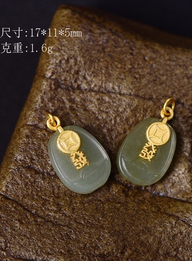 925古法银和田玉福字手牌葫芦并蹄莲花珍珠蝴蝶结多宝隔珠平安扣