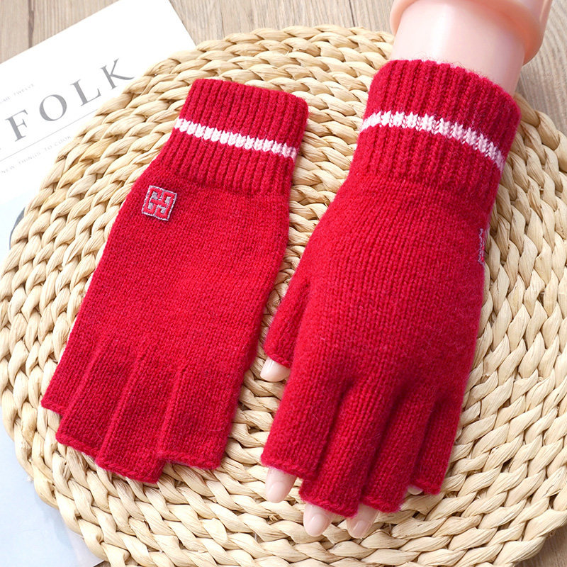 克拉斯卡男女秋冬羊毛半指手套针织毛线触屏露指写字开车加厚保暖,淘宝优惠券,粉丝福利购,淘宝优惠卷