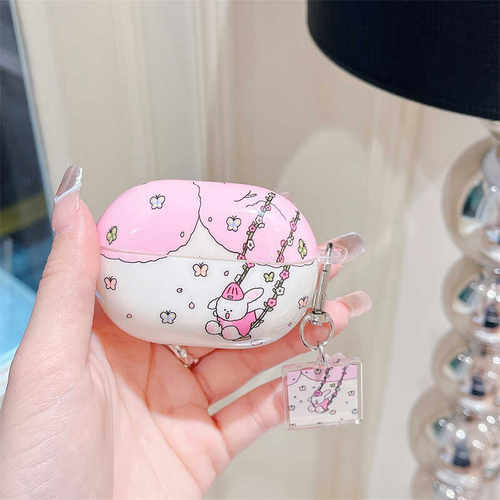 卡通插画荡秋千小狗适用华为free clip夹耳式耳机壳se2女freebuds Pro3无线蓝牙保护套4e/5i硅胶盒5代至臻版 - 图2