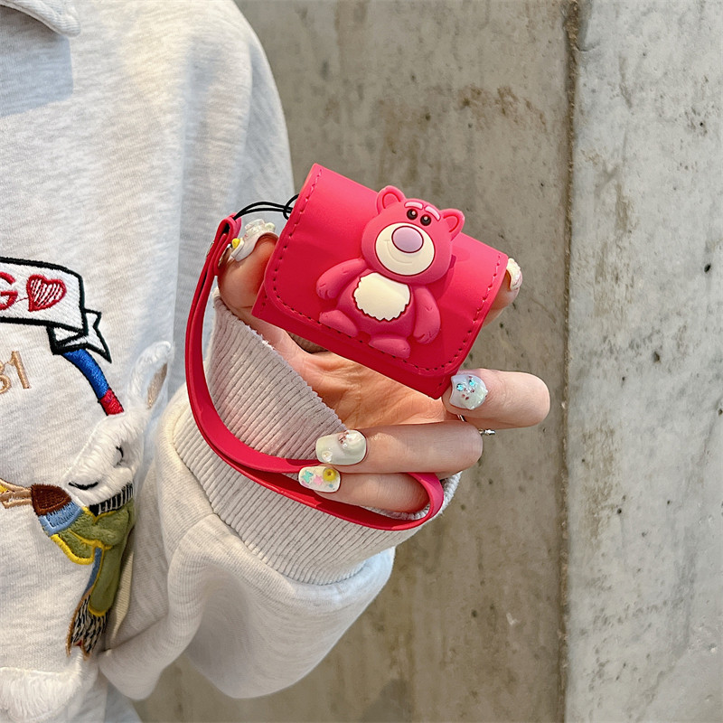 创意包包玫红草莓熊AirPodspro3牙耳机壳1/2代pro2苹果无线蓝牙保护套airpods3/4代女卡通防摔硅胶盒5代软壳,淘宝优惠券,粉丝福利购,淘宝优惠卷