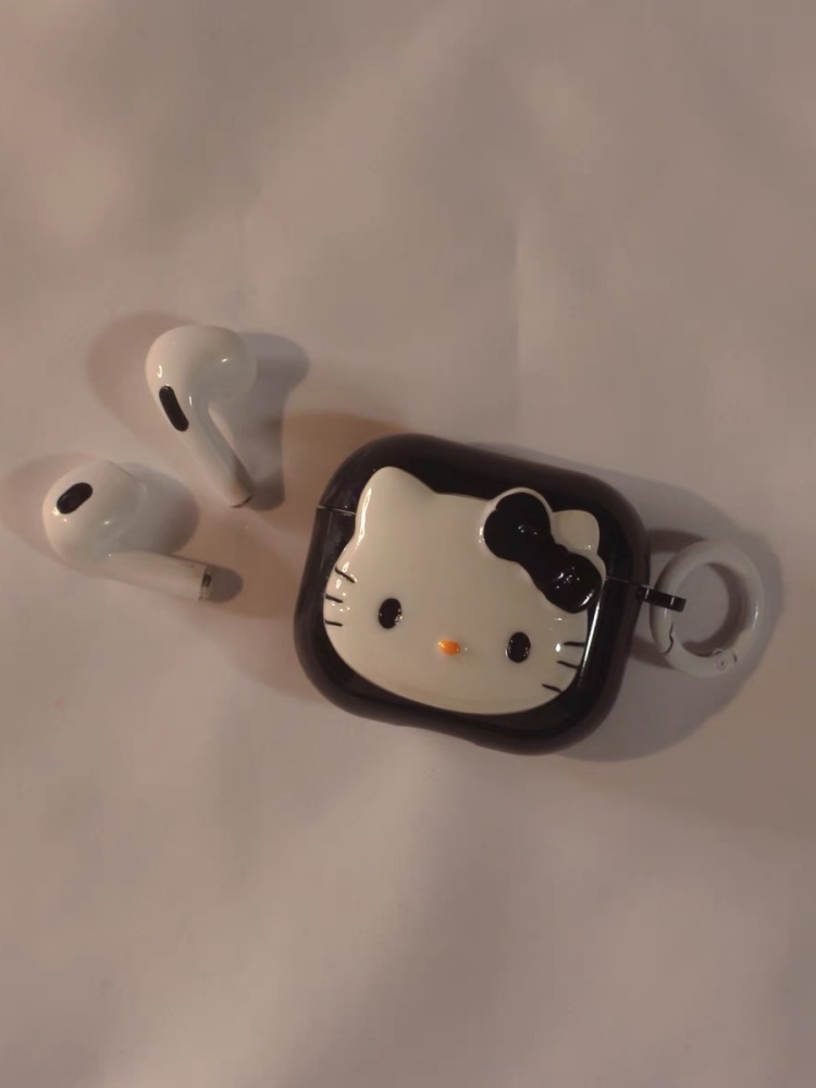 创意黑暗风立体kt猫适用AirPods4保护套2代苹果无线蓝牙耳机壳pro2Pro3硅胶软壳女卡通可爱AirPods3防摔盒5代 - 图1