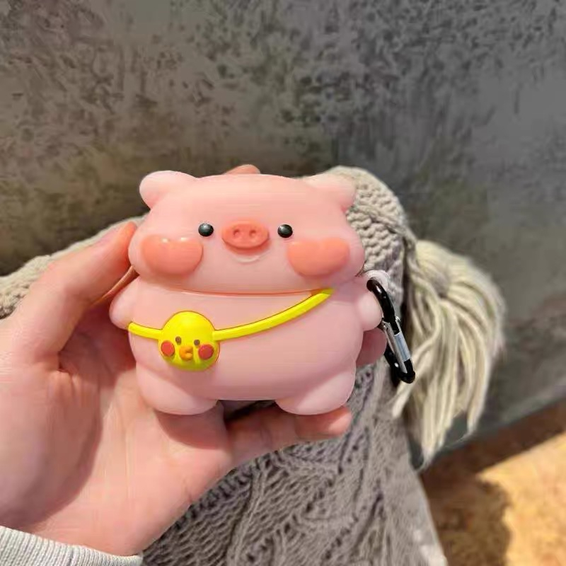 创意卡通爱心腮红小猪适用airpodspro保护套1/2代粉色猪苹果蓝牙耳机壳AirPods3无线硅胶盒5代软壳pro2可爱女 - 图3