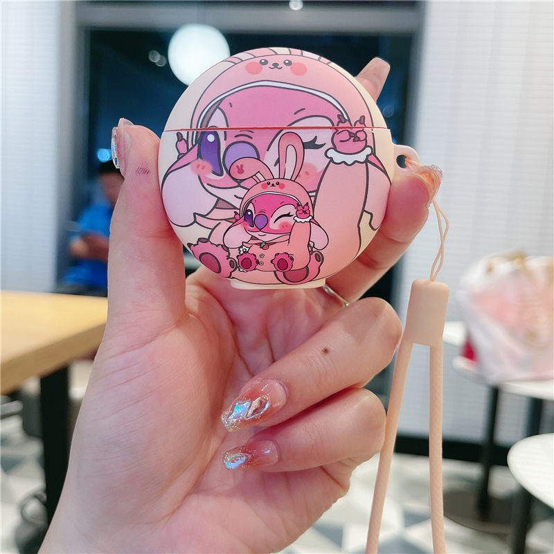 卡通情侣史迪仔安琪7i适用华为4代se4耳机壳freebudspro3无线蓝牙保护套pro2防摔5i硅胶软壳4E女clip潮se2/6i - 图2