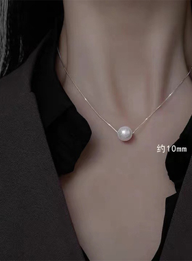 银琴贝珠925纯银盒仔链女项链