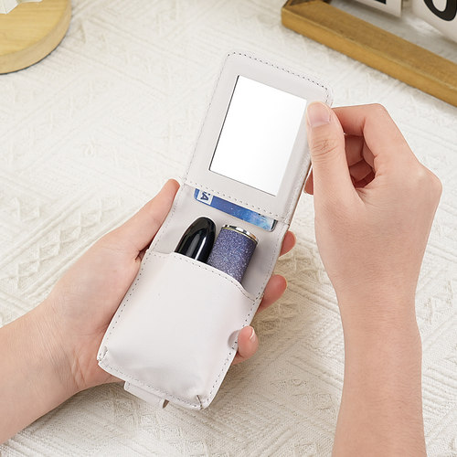 新款可爱口红包补妆包带镜子收纳包小便携式初高中旅行化妆收纳包 - 图2