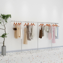 (Stainless Steel Wire Drawing) Silver Thickened Wall Pipe Clothing Shop Display Rack Wall Wall-mounted Clothes Hanger