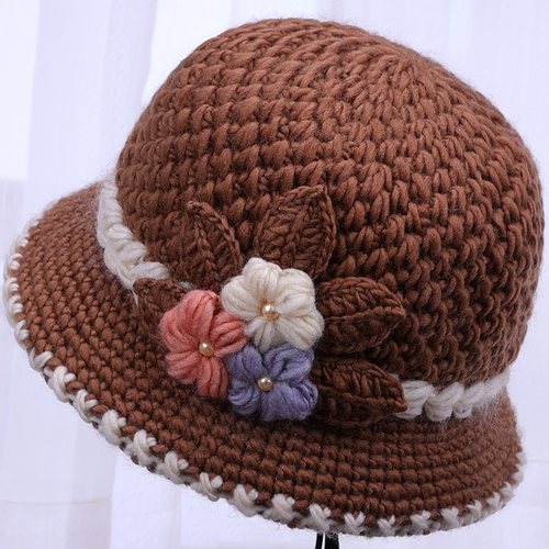 中老年妈妈帽子女冬天加绒厚保暖帽老人针织毛线帽奶奶老太太棉帽 - 图0