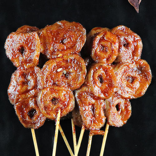 龙祥爆辣素肠辣条素羊肉串面筋圈豆干素食儿时小吃麻辣休闲小零食 - 图1
