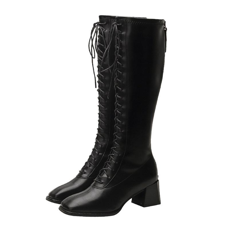 2025系带马丁靴子女长筒靴粗跟秋冬小个子瘦瘦高跟长靴高筒骑士靴,淘宝优惠券,粉丝福利购,淘宝优惠卷