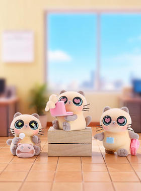 新款卡通萌宠暹罗猫的牛马生活盲盒创意桌面摆件潮玩装饰学生礼物