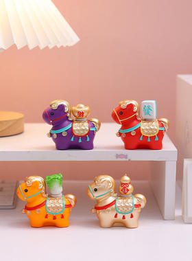 新款创意礼品马上财运转赚马年礼物客厅玄关家居装饰品生肖马手办