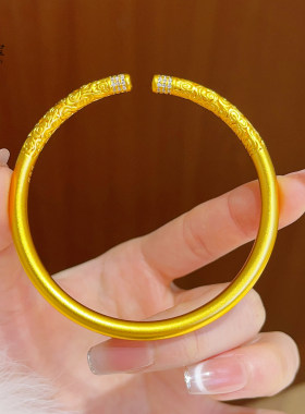 新中式古法沙金点钻金箍棒手镯