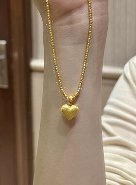 拉丝爱心金项炼女吊坠小众锁骨炼