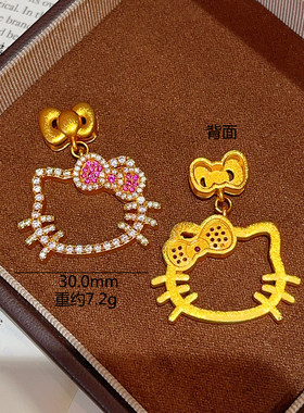 金店同款沙金满钻Kitty猫项链