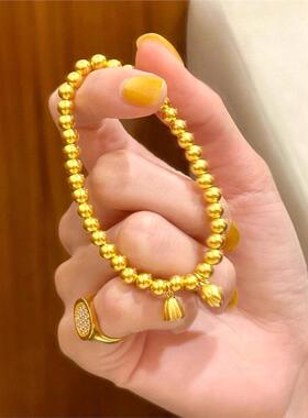 古法彷真黄金色实心转运珠手炼