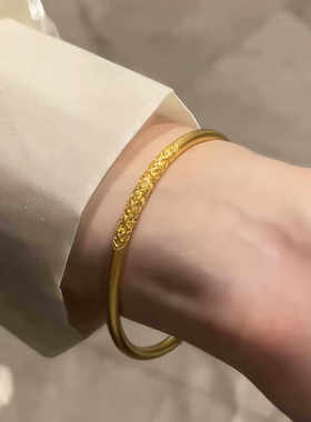 新品专柜同款黄金色镯子素圈实心