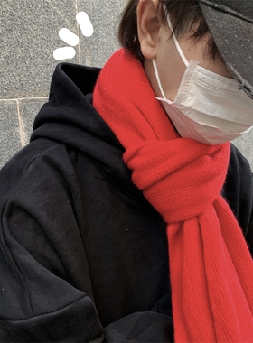 潮牌炸街复古针织围巾