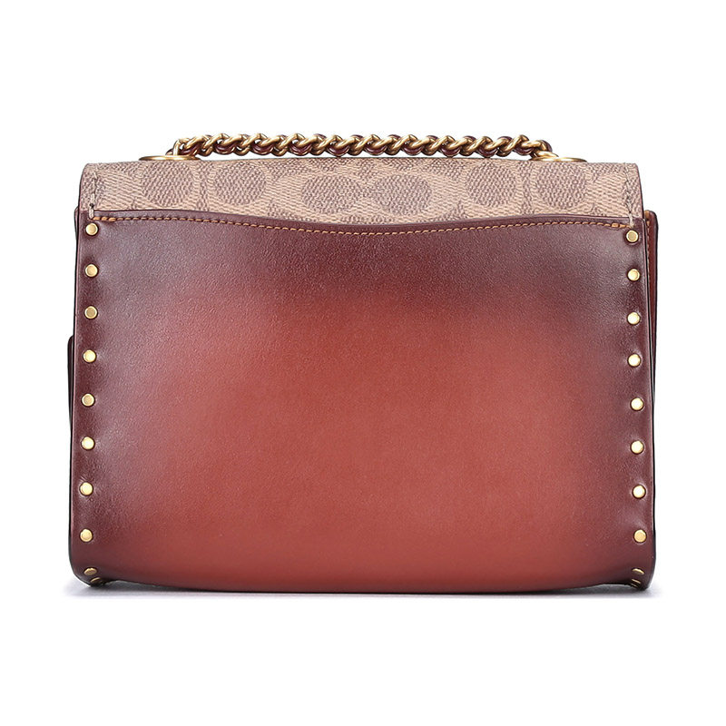 coach /蔻驰女士铆钉山茶花斜挎包 珍品网女士包袋