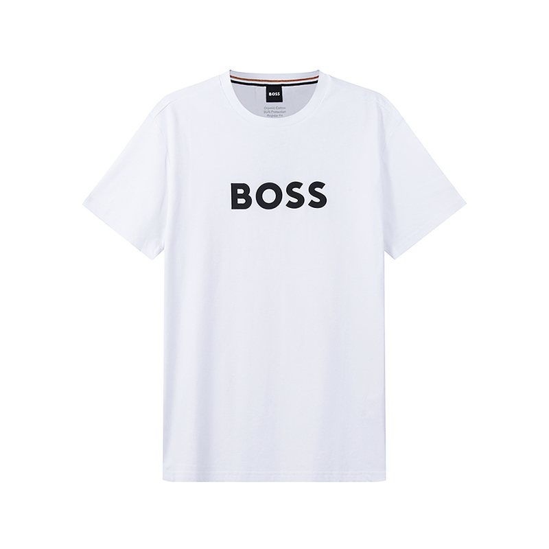 雨果博斯HUGO BOSS 男士棉质LOGO胶印圆领男装短袖T恤 50491706