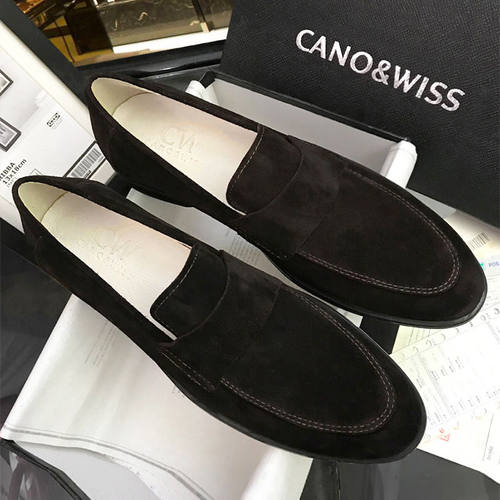 CW2026春季新款乐福鞋男真皮鞋商务英伦休闲翻毛一脚蹬厚底反绒皮 - 图0