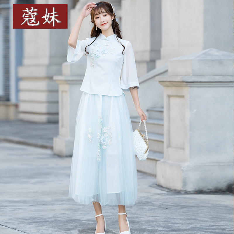 中国风大码绣花茶服夏唐装民国汉服 蔻妹民族服装/舞台装