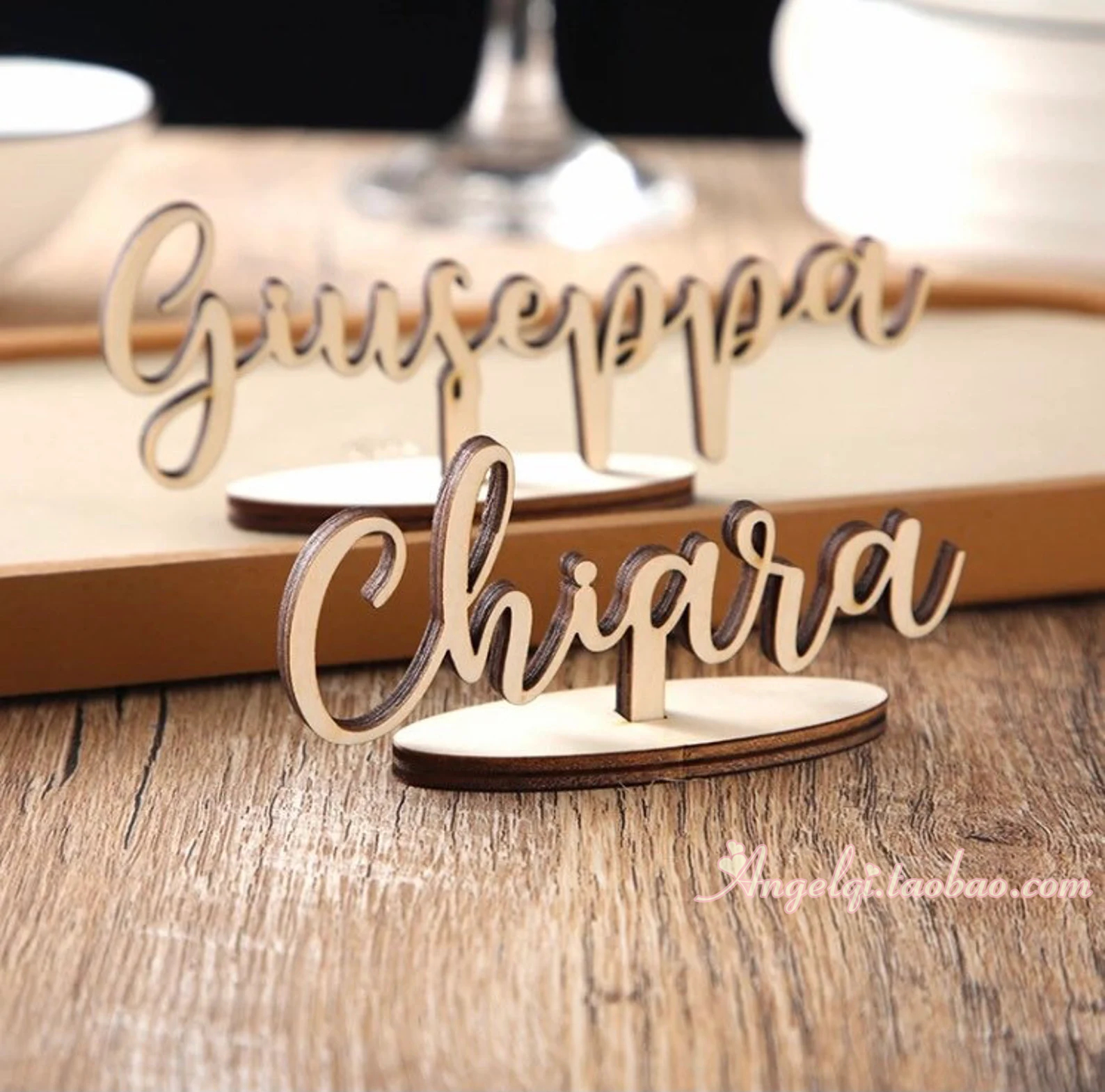 wooden name sign定制婚礼名字地点标志牌 Wedding name cards-图1