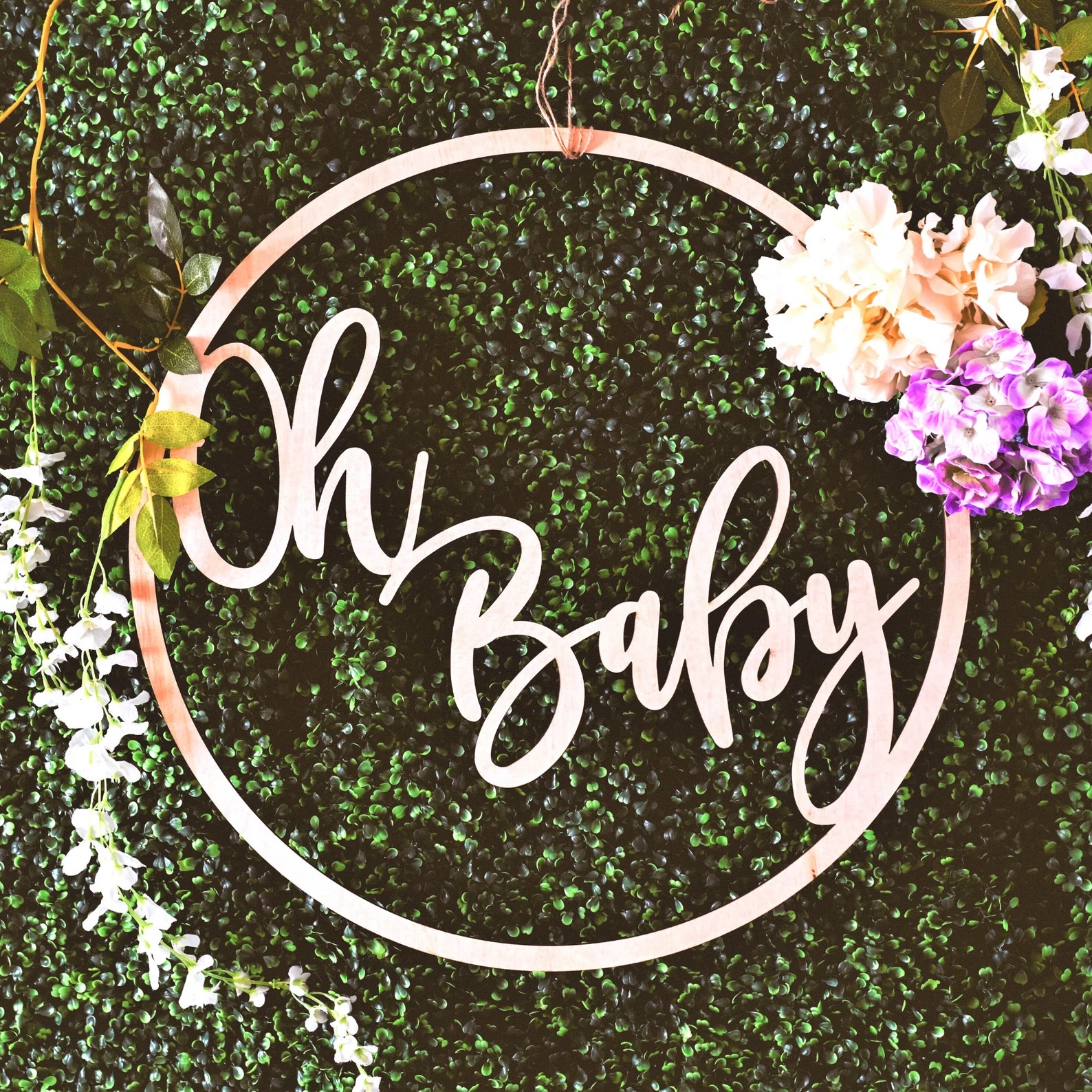 Oh Baby Sign婴儿出生日派对布置背景牌拍照道具Babyshower Gift-图0