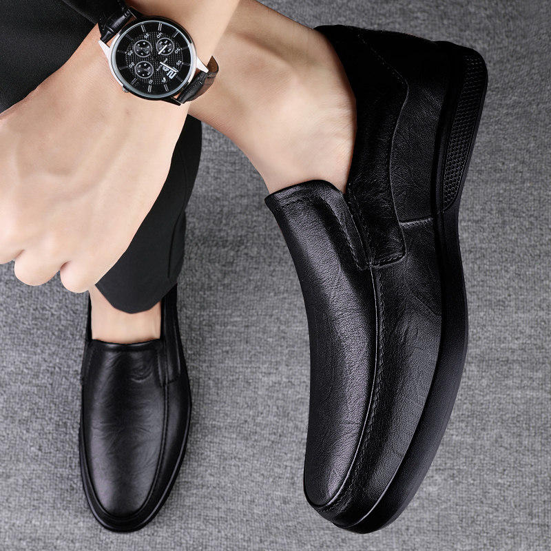 秋冬季男士真皮休闲皮鞋韩版潮流百搭透气豆豆鞋软底一脚蹬懒人鞋,淘宝优惠券,粉丝福利购,淘宝优惠卷