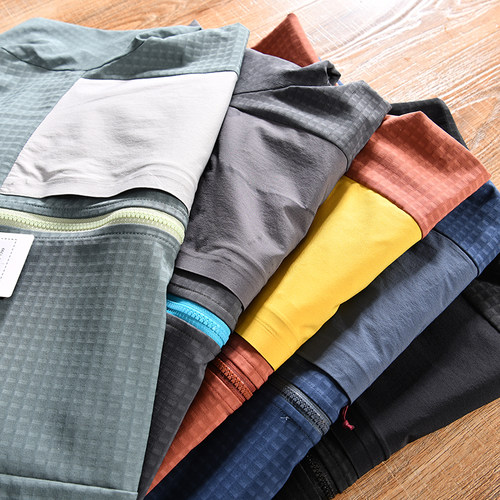 【轻量化/3D立裁+方格绒】春季男户外立领休闲开衫运动抓绒衣外套 - 图1