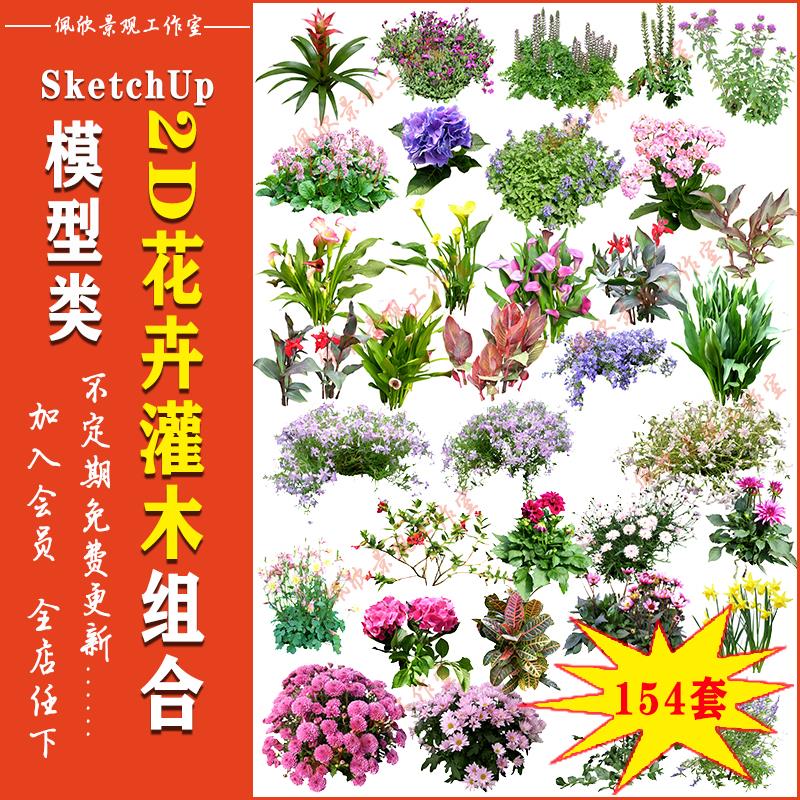 园林景观2D花镜花卉草地被灌木植物盆栽SU模型sketchup设计素材库 - 图2