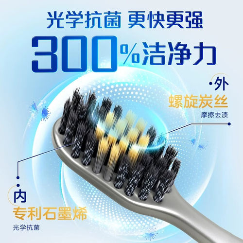 好来(原黑人)炭丝旋洁牙刷石墨烯炭旋抗菌软毛成人小刷头深洁齿缝 - 图0