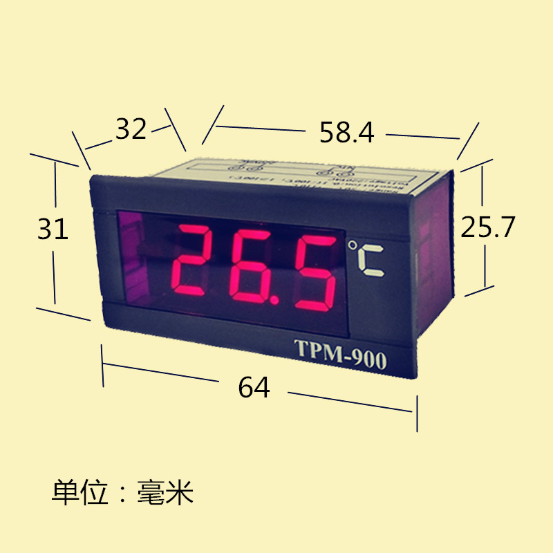 嵌入式温度显示器数字带探头冷藏柜防水高精度智能电子数显温度计-图0