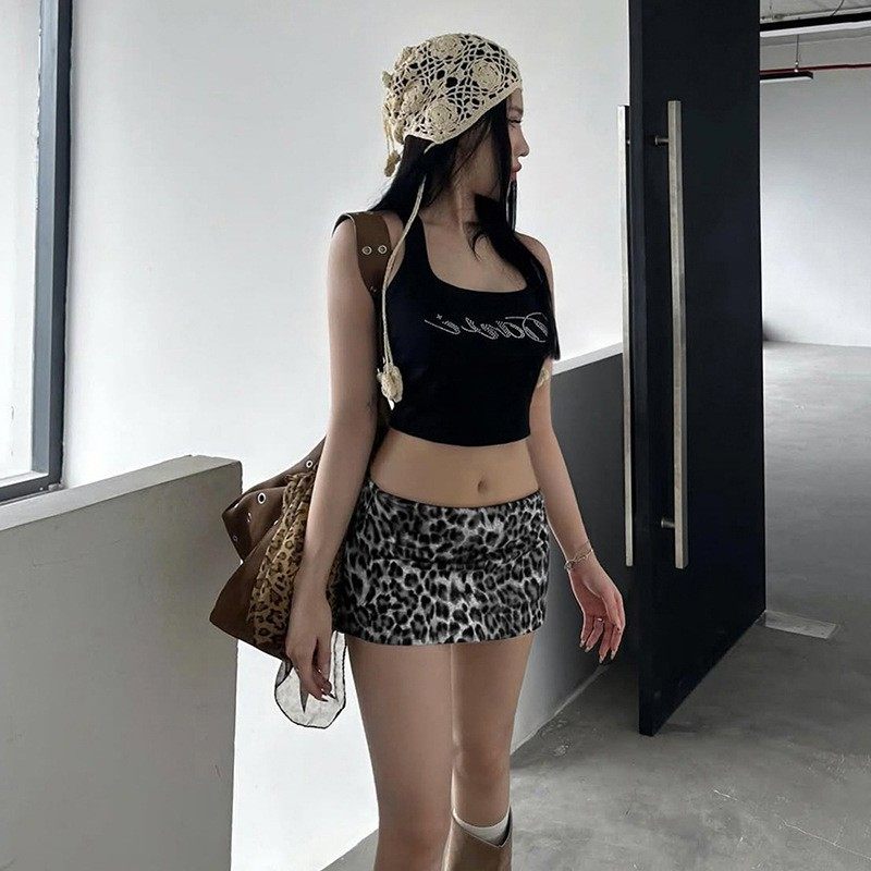 欧美风跨境春季新款女装纯色修身街头时尚低腰豹纹半身裙,淘宝优惠券,粉丝福利购,淘宝优惠卷