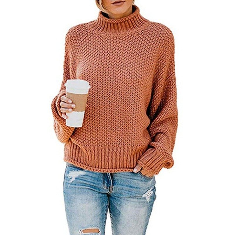 亚马逊爆款毛衣女秋冬新款宽松高领套头衫跨境欧美大码毛衣女,淘宝优惠券,粉丝福利购,淘宝优惠卷