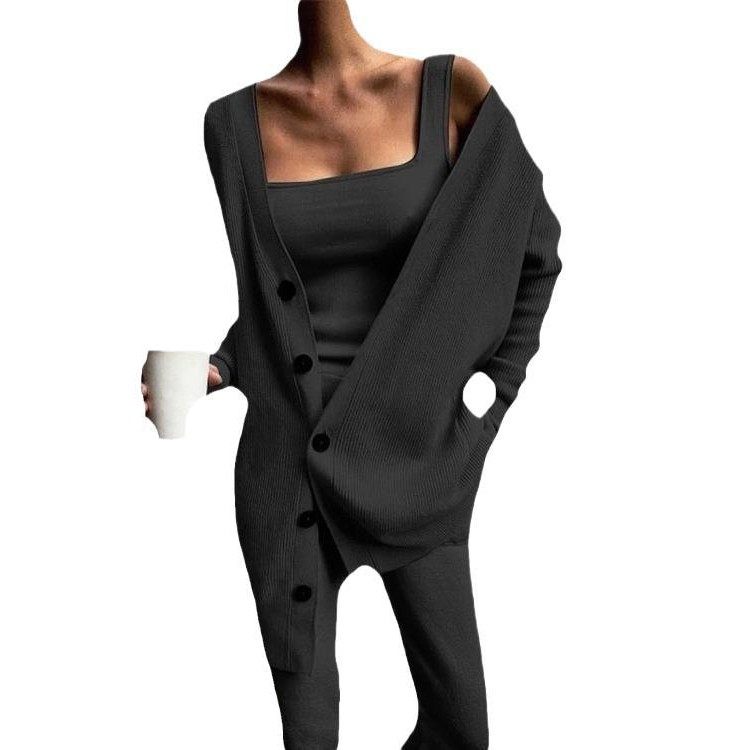 年春秋跨境亚马逊新款欧美女装外套背心裤子针织三件套女,淘宝优惠券,粉丝福利购,淘宝优惠卷