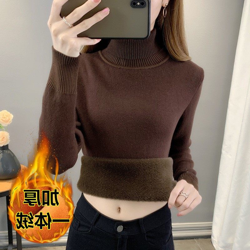 秋冬新款加绒毛衣女加厚一体绒内搭高领套头打底针织衫保暖上衣,淘宝优惠券,粉丝福利购,淘宝优惠卷