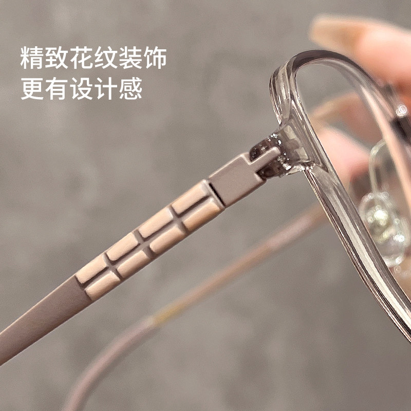 茶色眼镜女款大框显脸小近视可配度数防蓝光素颜神器超轻纯钛镜架