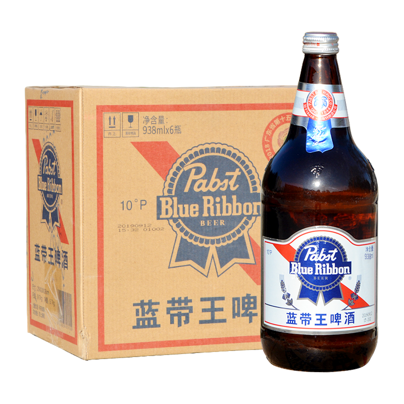 Blue Ribbon蓝带王啤酒938ml6瓶装整箱定经典大黄11P熟制酿精包邮-图3