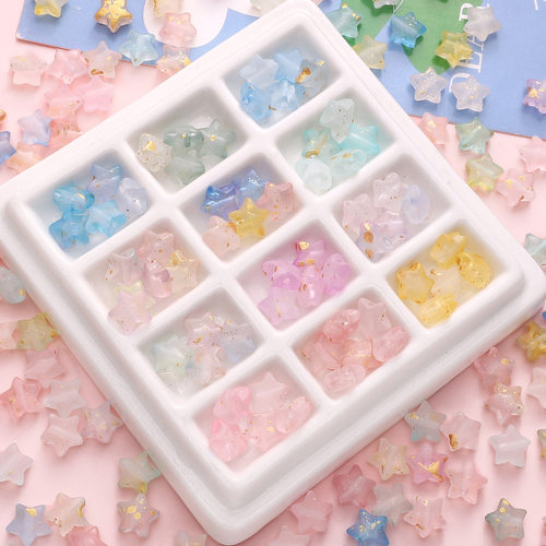 磨砂点金小星星亚克力五角星串珠diy手工配件串珠手链饰品材料 - 图1