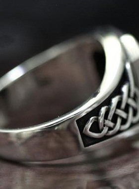 华杰   新款经典时尚古银镶黑色锆石派对礼物男式戒指厂家直销