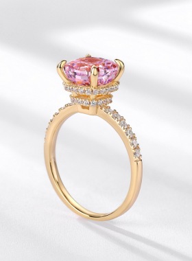 威尔盛新款s925银镶嵌高碳指女精致冷淡风镀18k金指