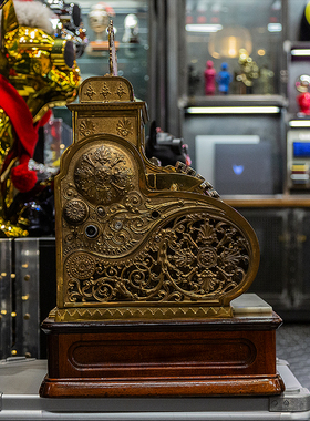 古董老物件古董黄铜收银机工艺品