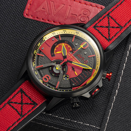 AVI-8英国品牌开运红新年手表手镯限定套装男士限量发行199套送礼-图2