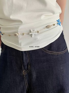 KISOL夏日海边蓝色海星贝壳配饰~